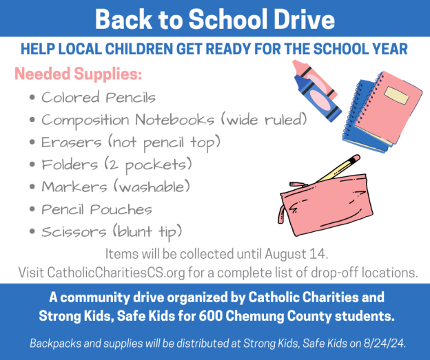 Back to School Drive Catholic Charities Chemung / Schuyler