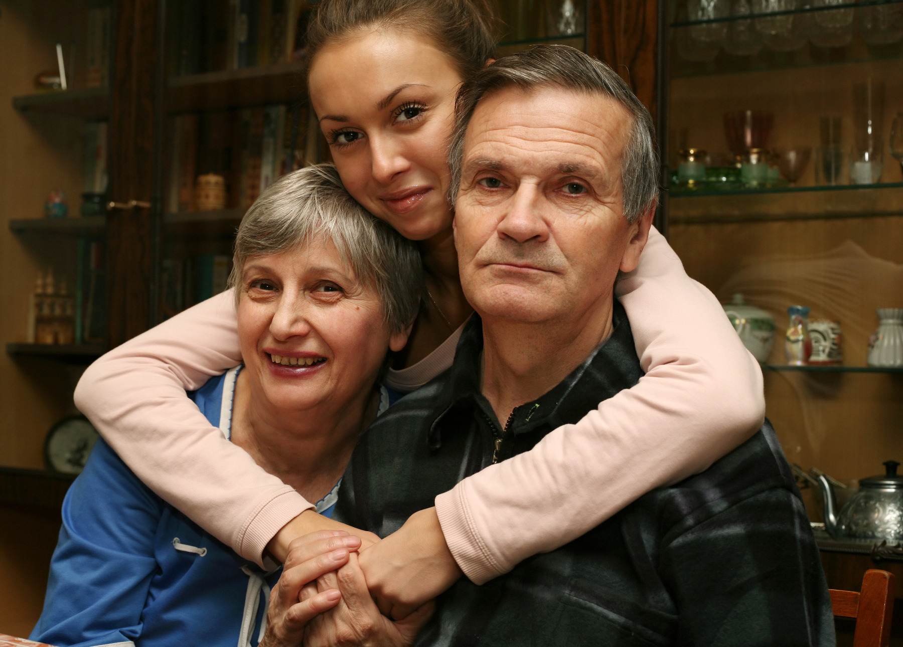 couple seniors with daughter